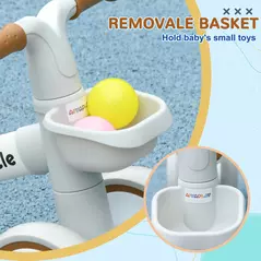 AIYAPLAY Kids Balance Bike for 1-3 Years Old with Adjustable Seat, Silent Wheels, White - 6