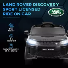 AIYAPLAY Licensed Land Rover Discovery Sport, 12V Kids Ride on Car w/ Remote Control, Lights, Music, Horn, for 3-6 Years, Black - 4