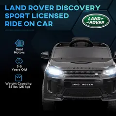 AIYAPLAY Licensed Land Rover Discovery Sport, 12V Kids Ride on Car w/ Remote Control, Lights, Music, Horn, for 3-6 Years, Black - 4