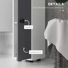 kleankin 180cm Slim Bathroom Cabinet, with Drawer, Shelves and Cupboards - Grey - 6