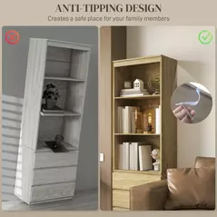 HOMCOM 180cm Tall Bookcase, with Shelves and Drawers - Wood Effect - 5