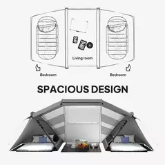 Outsunny 4-6 Man UV Protection Camping Tent - Charcoal Grey and White - 4