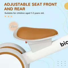 AIYAPLAY Kids Balance Bike for 1-3 Years Old with Adjustable Seat, Silent Wheels, White - 5