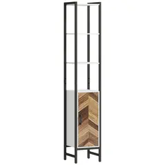 HOMCOM Tall Bathroom Cabinet with 3 Shelves, Slim Storage Cabinet with Adjustable Shelf, Narrow Tallboy Cupboard, Bathroom Storage Unit for Kitchen, Living Room, Hallway, 30 x 30 x 170 cm - 1