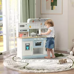 AIYAPLAY Toy Kitchen, Pretend Role Play Kitchen with Hob, Sound, Light, Coffee Machine, Ice Maker, Microwave - 2