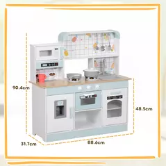 AIYAPLAY Toy Kitchen, Pretend Role Play Kitchen with Hob, Sound, Light, Coffee Machine, Ice Maker, Microwave - 3