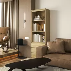 HOMCOM 180cm Tall Bookcase, with Shelves and Drawers - Wood Effect - 7