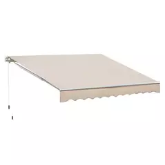 Outsunny Manual Retractable Awning, 3x2.5 m-Ivory White - 1