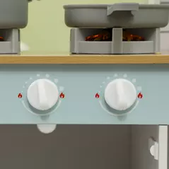 AIYAPLAY Toy Kitchen, Pretend Role Play Kitchen with Hob, Sound, Light, Coffee Machine, Ice Maker, Microwave - 9