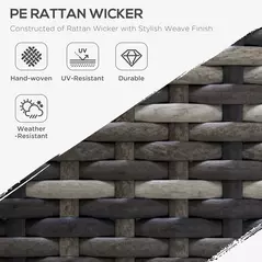 Outsunny Armless Rattan Garden Chair, Outdoor Rattan Chair with Cushions, PE Wicker Garden Furniture with Steel Frame, Adjustable Footpads for Garden, Terrace, Deep Grey - 4