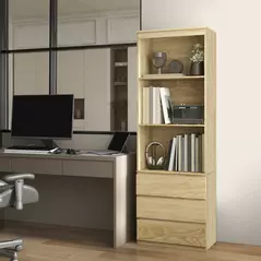 HOMCOM 180cm Tall Bookcase, with Shelves and Drawers - Wood Effect - 6