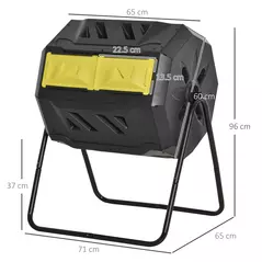 Outsunny 160L 360° Rotating Dual Chamber Composter - Yellow - 3
