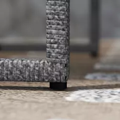 Outsunny 3 Pieces Rattan Bistro Set with 4 Cushions, Wicker Garden Furniture Set, Glass Top Coffee Table and Chairs for Outdoor Patio, Balcony, Terrace and Conservatory, Grey - 9