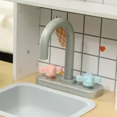 AIYAPLAY Toy Kitchen, Pretend Role Play Kitchen with Hob, Sound, Light, Coffee Machine, Ice Maker, Microwave - 8