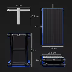 DURHAND 500KG Motorcycle Lift Scissor Jack, Height Adjustable Motorbike Stand with Anti-Slip Wide Deck, Heavy Duty Steel Motorbike Repair Lift Hoist Stand for Home Garage, Blue - 3