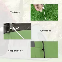 Outsunny 4 Man Tunnel Tent, Family Camping Tent with Porch, Bedroom and Living Area, Sewn in Groundsheet, 3000mm Waterproof, Portable with Bag for Hiking, Festival, Backpacking, Green - 8