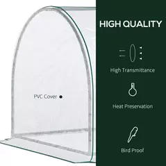 Outsunny Set of 2 Tunnel Greenhouse, Green Grow House with Roll-up Door, Steel Frame, Plastic Cover for Garden, Outdoor, 250 x 100 x 80cm, Clear - 4