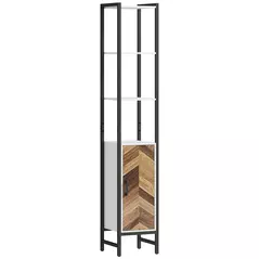 HOMCOM Tall Bathroom Cabinet with 3 Shelves, Slim Storage Cabinet with Adjustable Shelf, Narrow Tallboy Cupboard, Bathroom Storage Unit for Kitchen, Living Room, Hallway, 30 x 30 x 170 cm - 1