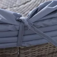 Outsunny Outdoor PE Rattan Garden Furniture with Cushioned, Patio Wicker Conversation Furniture Set, Round Daybed with Retractable Canopy, Coffee Table and Three Pillows, Grey/Blue Grey - 7