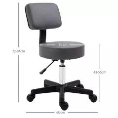 HOMCOM Beautician's Swivel Salon Chair w/ Padded Seat Back 5 Wheels Adjustable Height Salon Hairdressers Tattoo Spa Rolling Cushion Professional 35cm Grey - 3