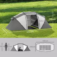 Outsunny 4-6 Man UV Protection Camping Tent - Charcoal Grey and White - 3
