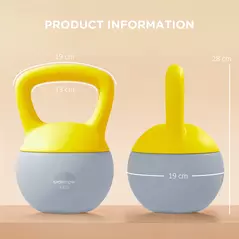 SPORTNOW 6KG Soft Kettlebell, Kettlebell with Non-Slip Handle for Home Gym, Weight Lifting, Strength Training, Yellow/Grey - 3