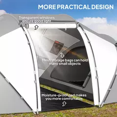 Outsunny 4-6 Man UV Protection Camping Tent - Charcoal Grey and White - 6