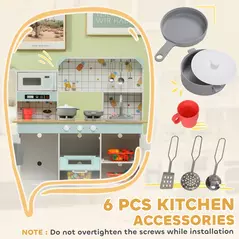 AIYAPLAY Toy Kitchen, Pretend Role Play Kitchen with Hob, Sound, Light, Coffee Machine, Ice Maker, Microwave - 6