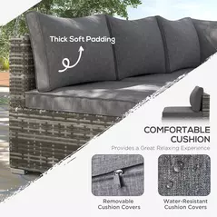 Outsunny Armless Rattan Garden Chair, Outdoor Rattan Chair with Cushions, PE Wicker Garden Furniture with Steel Frame, Adjustable Footpads for Garden, Terrace, Deep Grey - 5