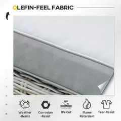 Outsunny 5 Pieces Outdoor PE Rattan Garden Furniture with Cushions, Patio Lounge Adjustable Backrest Chairs, Footstools and Cooler Bar Coffee Table & Cover, Grey - 6