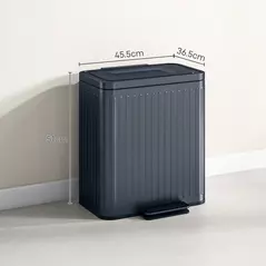 HOMCOM 40L Dual Compartment Rubbish Bin, with Soft-Close Lid - Black - 3