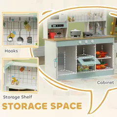 AIYAPLAY Toy Kitchen, Pretend Role Play Kitchen with Hob, Sound, Light, Coffee Machine, Ice Maker, Microwave - 7