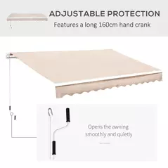 Outsunny Manual Retractable Awning, 3x2.5 m-Ivory White - 4