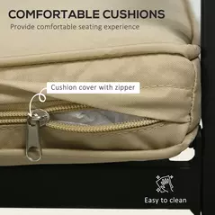 Outsunny 5 Pieces Garden Dining Set with Cushions, Outdoor Patio Table and 4 Stackable Chairs, Metal Top Table with Umbrella Hole, Black - 8