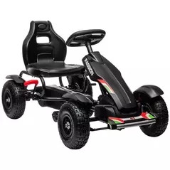 HOMCOM Metal Kids Pedal Go Kart with Adjustable Seat Inflatable Tyres Black - 1