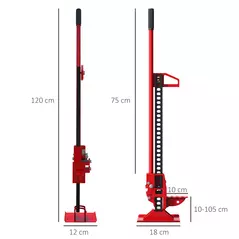 HOMCOM 3 Tonne Farm Jack, 48" High Lift Jack for 4x4 Tractors Trucks Agricultural Lifting, Red - 3