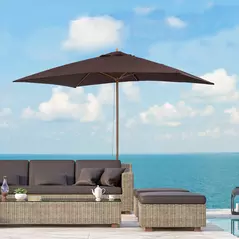 Outsunny 2 x 3m Wooden Garden Parasol Umbrella Outdoor Sun Shade Canopy, Dark Coffee - 2
