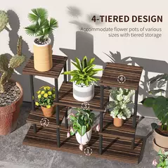 Outsunny Four-Tier Wooden Shelf Plant Stand - 4