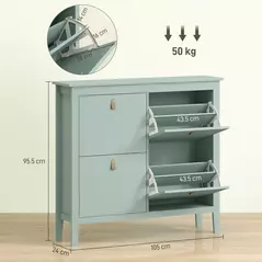 HOMCOM Modern Four-Drawer Shoe Cabinet - Green - 3