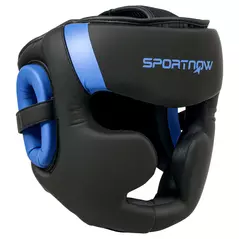 SPORTNOW Boxing Headguard w/ Adjustable Strap for Sparring, Kickboxing, MMA, Blue/Black - 1