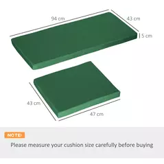 Outsunny Outdoor Seat Cushion Pads for Rattan Furniture, 3 PCs Garden Furniture Cushions, Green - 3