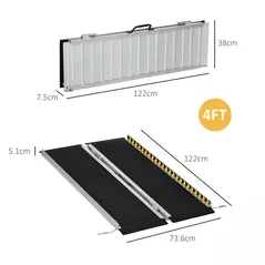 HOMCOM Wheelchair Ramp, 122L x 73Wcm, 272KG Capacity, Folding Aluminium Threshold Ramp with Non-Skid Surface, Transition Plates Above and Below for Home, Steps, Stairs, Curbs, Doorways - 3