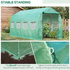 Outsunny Polytunnel Greenhouse with Windows and Door, Walk in Greenhouse for Garden, Backyard (4 x 2 M) - 5
