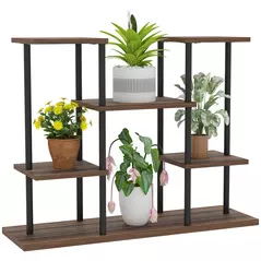 Outsunny Four-Tier Wooden Shelf Plant Stand - 1