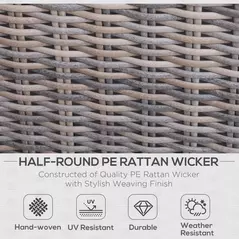 Outsunny 5 Piece Rattan Garden Furniture Set w/ 10cm Thick Cushions, Aluminium Frame Wicker Outdoor Balcony Sofa Set with Corner Armchairs, Ottomans, and Glass Top Table, Mixed Brown - 4