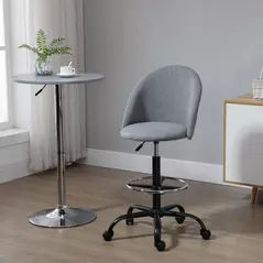 Vinsetto Ergonomic Drafting chair Adjustable Height w/ 5 Wheels Padded Seat Footrest 360° Swivel Freely Comfortable Versatile Use For Home Office - Grey - 2