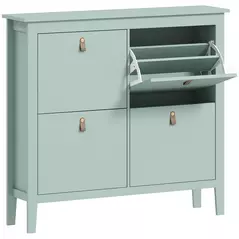 HOMCOM Modern Four-Drawer Shoe Cabinet - Green - 1
