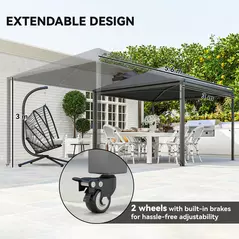 Outsunny 3 x 3 or 3 x 6m Garden Gazebo with Extendable Awning and Wheels, UPF30+ Outdoor Metal Gazebo Canopy Shelter for BBQ, Event, Party - 4