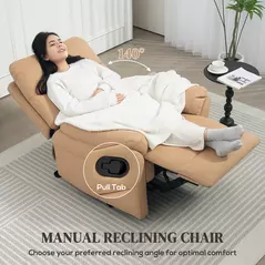 HOMCOM 140° Manual Reclining Armchair, with Footrest - Light Brown - 4