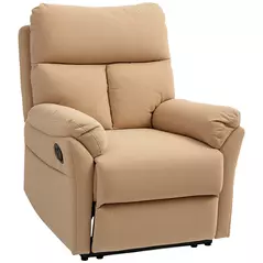 HOMCOM 140° Manual Reclining Armchair, with Footrest - Light Brown - 1